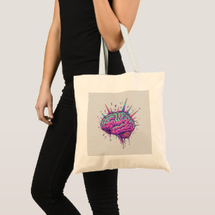 Glow With Your Mind Neon Brain Statement Tote Bag