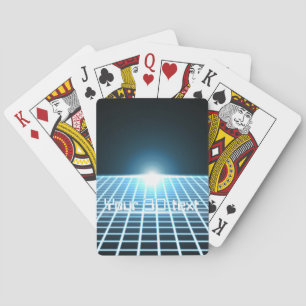 Glowing 3D-Grid with customisable text Playing Cards