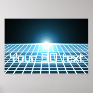 Glowing 3D-Grid with customisable text Poster