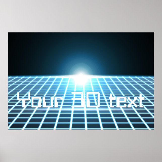Glowing 3D-Grid with customisable text Poster (Front)