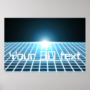 Glowing 3D-Grid with customizable text Poster