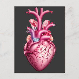 glowing anatomical heart postcard