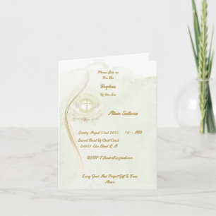 Glowing angels baptism folded invitation 