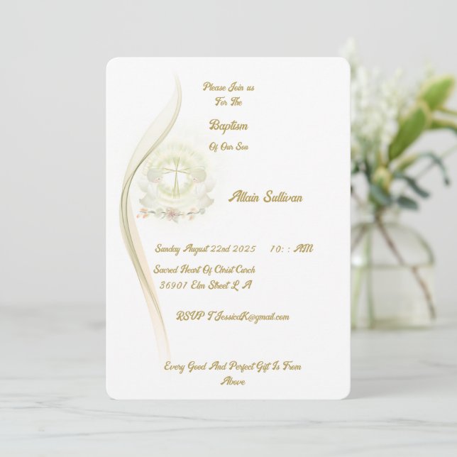 Glowing angels baptism invitation  (Standing Front)