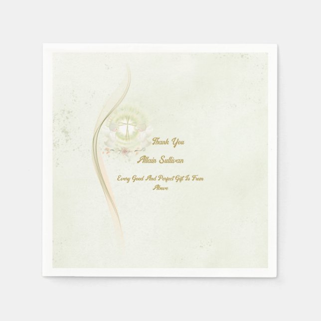 Glowing angels baptism paper napkins  (Front)