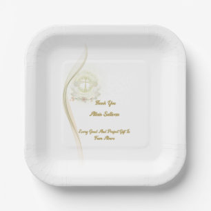 Glowing angels baptism  paper plates 