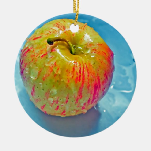 Glowing Apple Ceramic Tree Decoration (Front)