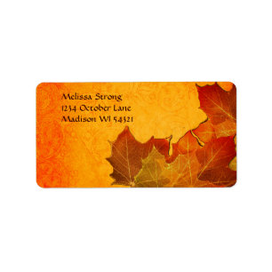 Glowing Autumn Leaves in Orange Label