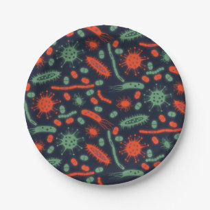 Glowing Bacteria Microorganism green red Paper Plate