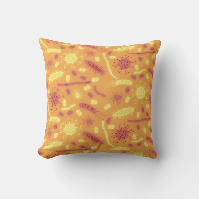 Glowing Bacteria Microorganism orange Cushion (Front)