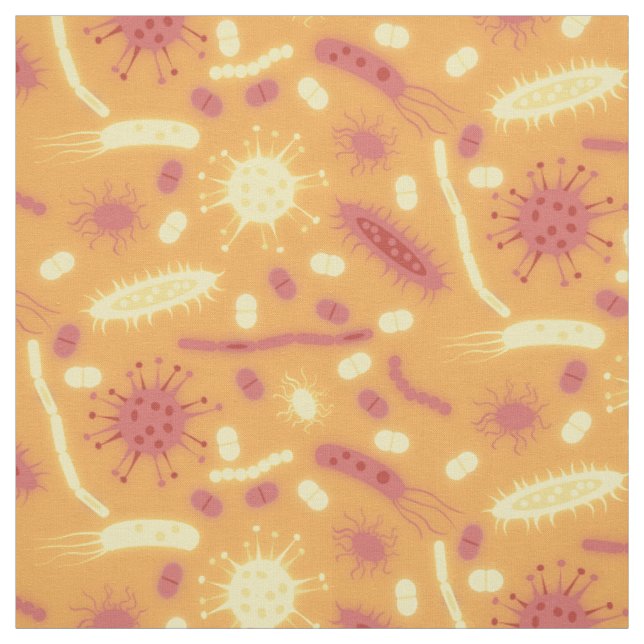 Glowing Bacteria Microorganism orange Fabric (Swatch)