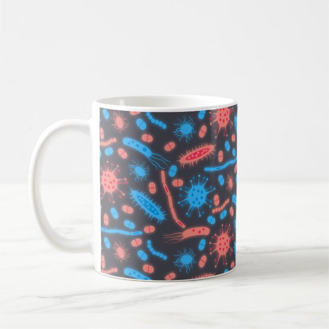Glowing Bacteria Microorganism pink blue Coffee Mug (Left)