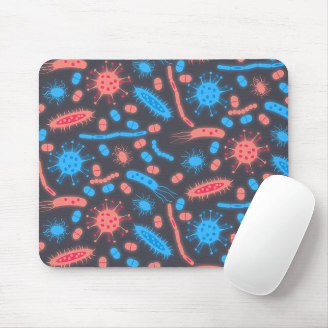 Glowing Bacteria Microorganism pink blue Mouse Pad (With Mouse)