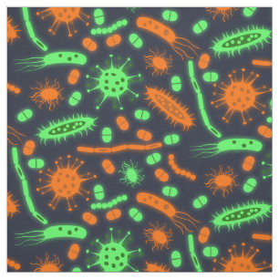 Glowing Bacteria Microorganism toxic orange green Fabric