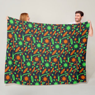 Glowing Bacteria Microorganism toxic orange green Fleece Blanket