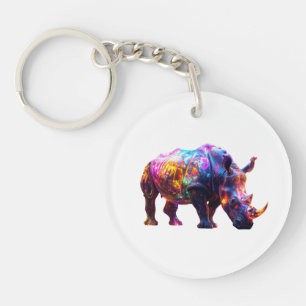 Glowing Beautiful Rhino Key Ring