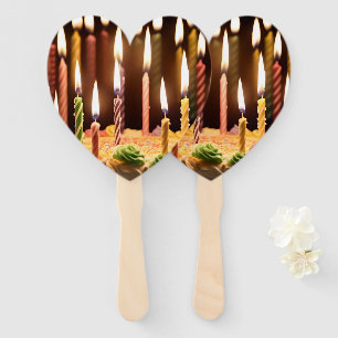 Glowing Birthday Candles On A Birthday Cake, Hand Fan