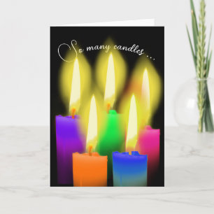Glowing Birthday Candles On Black Card