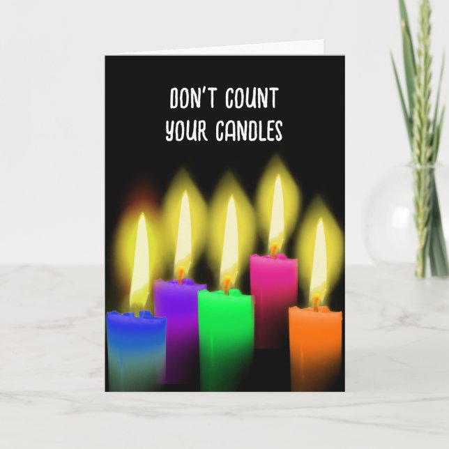 Glowing Birthday Candles On Black Card (Front)