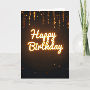 Glowing Birthday Golden Script Card