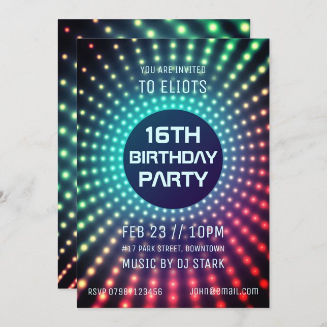 Glowing Birthday Party Invitation (Front/Back)