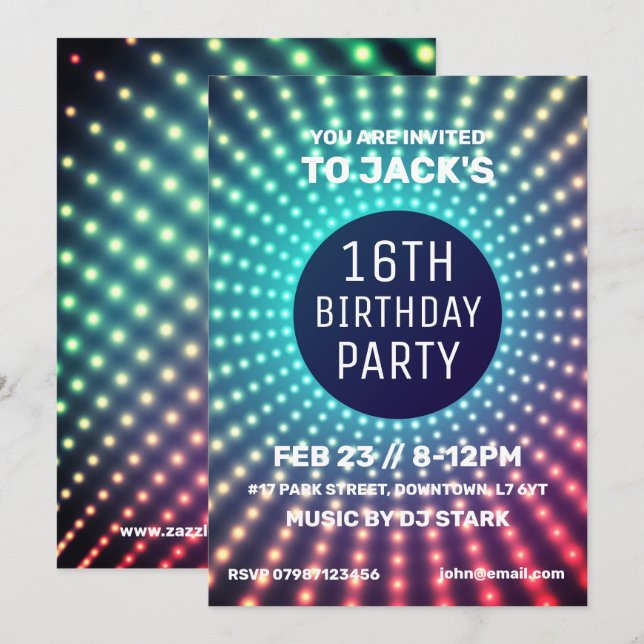 Glowing Birthday Party Invitation (Front/Back)