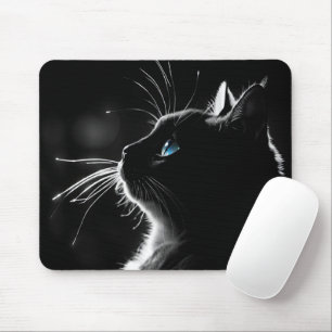 Glowing Black Cat Mouse Pad