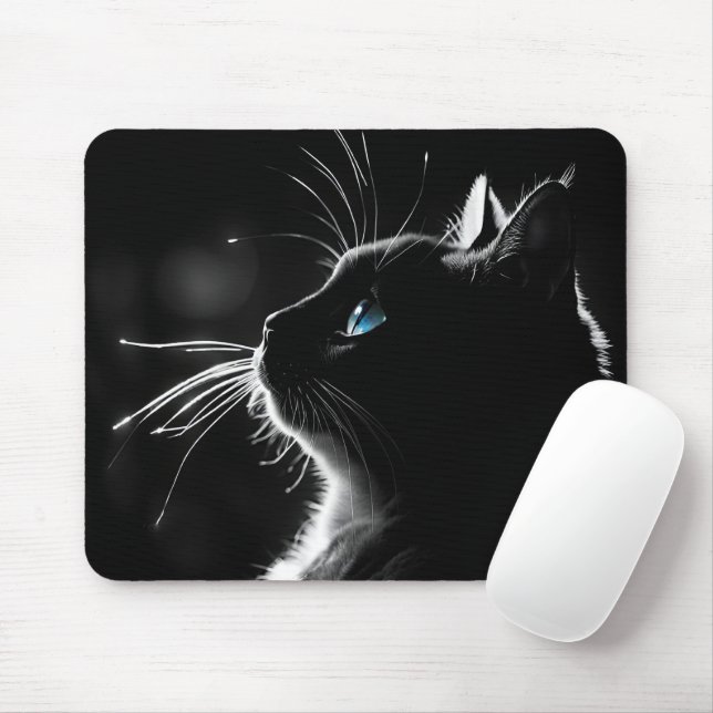 Glowing Black Cat Mouse Pad (With Mouse)