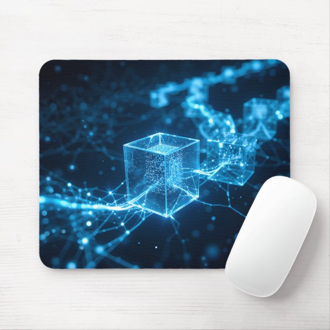 Glowing Blockchain Path Mouse Pad (With Mouse)