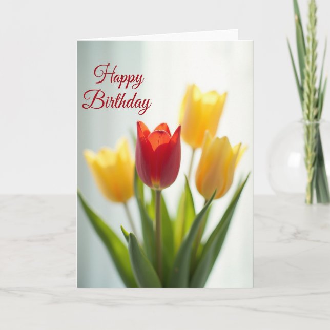 Glowing Bloom Birthday Card (Front)