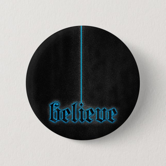 Glowing Blue Believe 6 Cm Round Badge (Front)