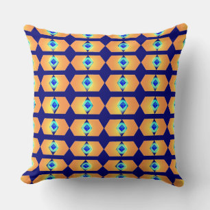 Glowing Blue Diamond Gem Pattern Cushion