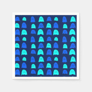 Glowing Blue Halloween Ghosts Napkin