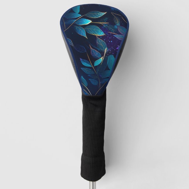 Glowing Blue Leaves Golf Head Cover (Front)