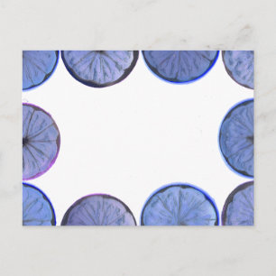 Glowing blue Lemon and lime slice frame Postcard