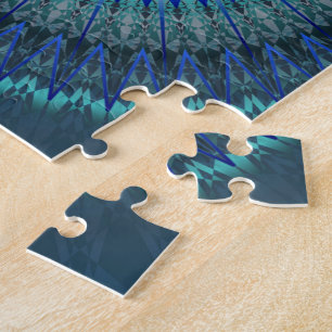 Glowing Blue Mandala Jigsaw Puzzle