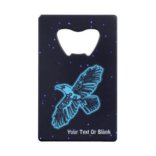 Glowing Blue Raven On Stars