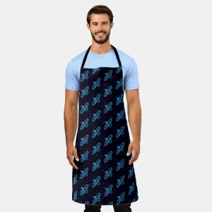 Glowing Blue Raven On Stars Apron