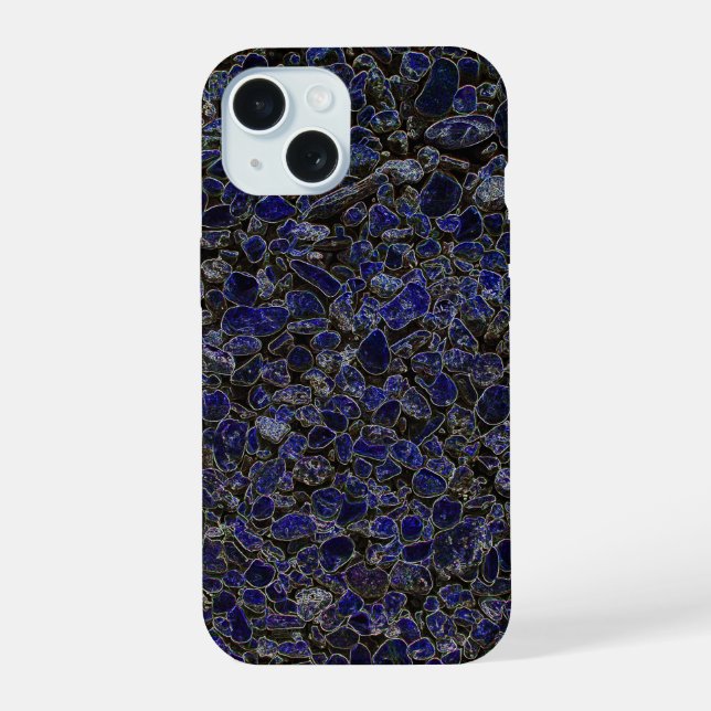 Glowing Blue Sapphire Like Stones from Outer Space iPhone 15 Case (Back)