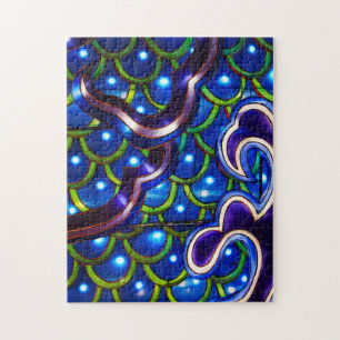 Glowing Blue Scales Jigsaw Puzzle