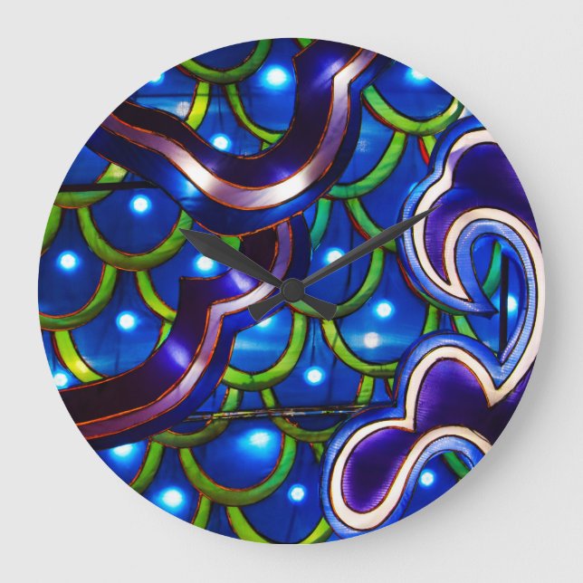 Glowing Blue Scales  Large Clock (Front)