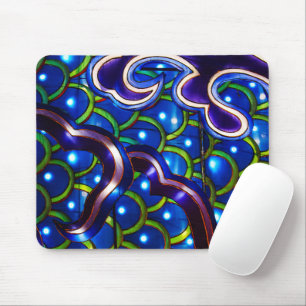 Glowing Blue Scales Mouse Pad