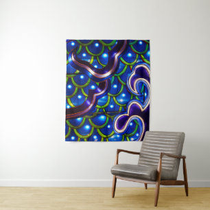 Glowing Blue Scales Tapestry