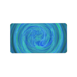 Glowing Blue Sphere Orb Spiral Abstract Fractal Label