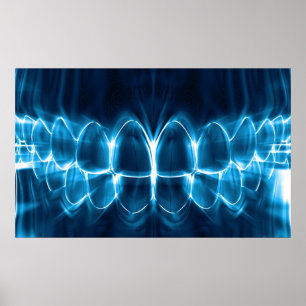 Glowing Blue Teeth Dentist Orthodontist Poster