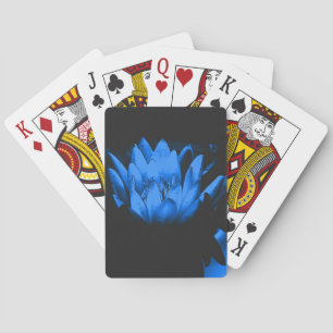 Glowing Blue Water Lily Lotus Flower  Playing Cards