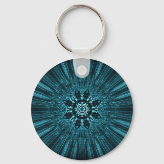 Glowing Blue Winter Snowflake Key Ring