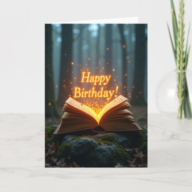 Glowing Book Birthday Card (Front)