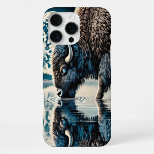Glowing Buffaloes Amid Cosmic Reflections iPhone 16 Pro Max Case
