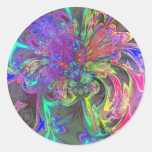 Glowing Burst of Colour – Teal & Violet Deva Classic Round Sticker